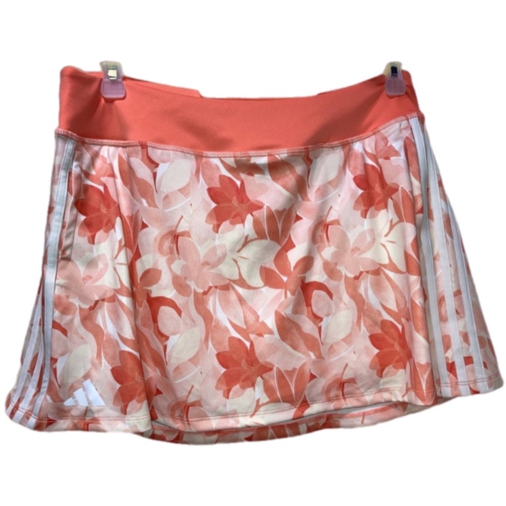 Adidas Skort sz Large, peach white floral w 4 pockets! EUC! P0432